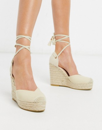 RAID Dorian Ankle Tie Espadrilles Canvas Bež - Ženske Cipele | 69148EQGO